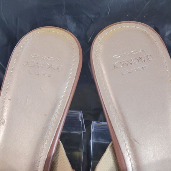 NIB Joan&David Gold Cireca Luxe Criss Cross Wedgr Slides Sz 8M - Picture 8 of 9
